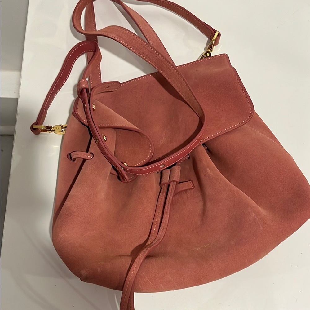 Mansur Gavriel Pink Shoulder Bag with Drawstring Closure